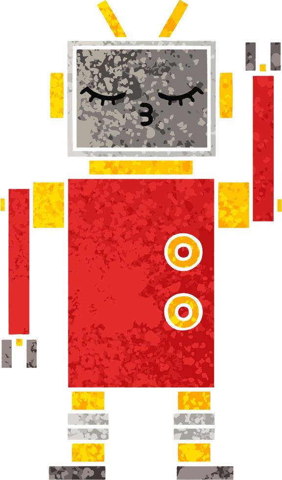 retro illustration style cartoon robot vector