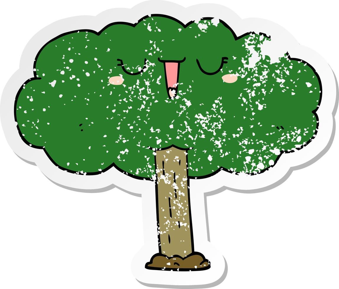 distressed sticker of a cartoon tree vector