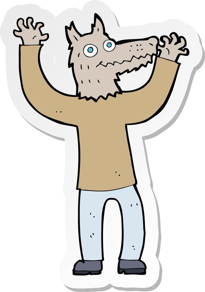 sticker of a cartoon wolf man vector