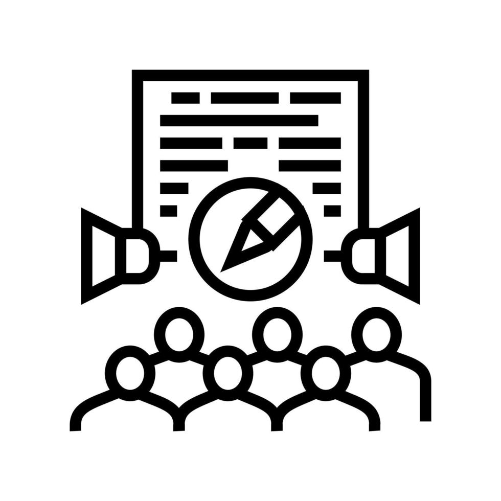 ilustración de vector de icono de línea de redacción de relaciones públicas