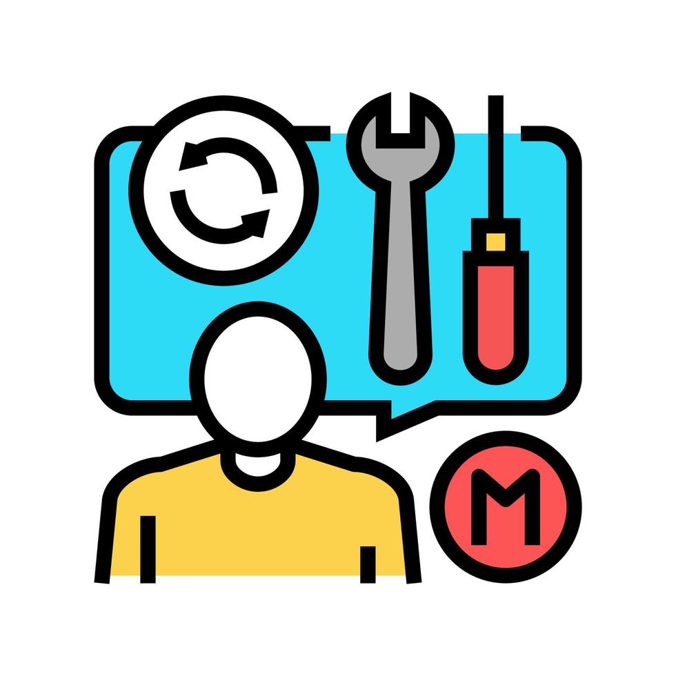 repairman master speak about tools color icon vector illustration