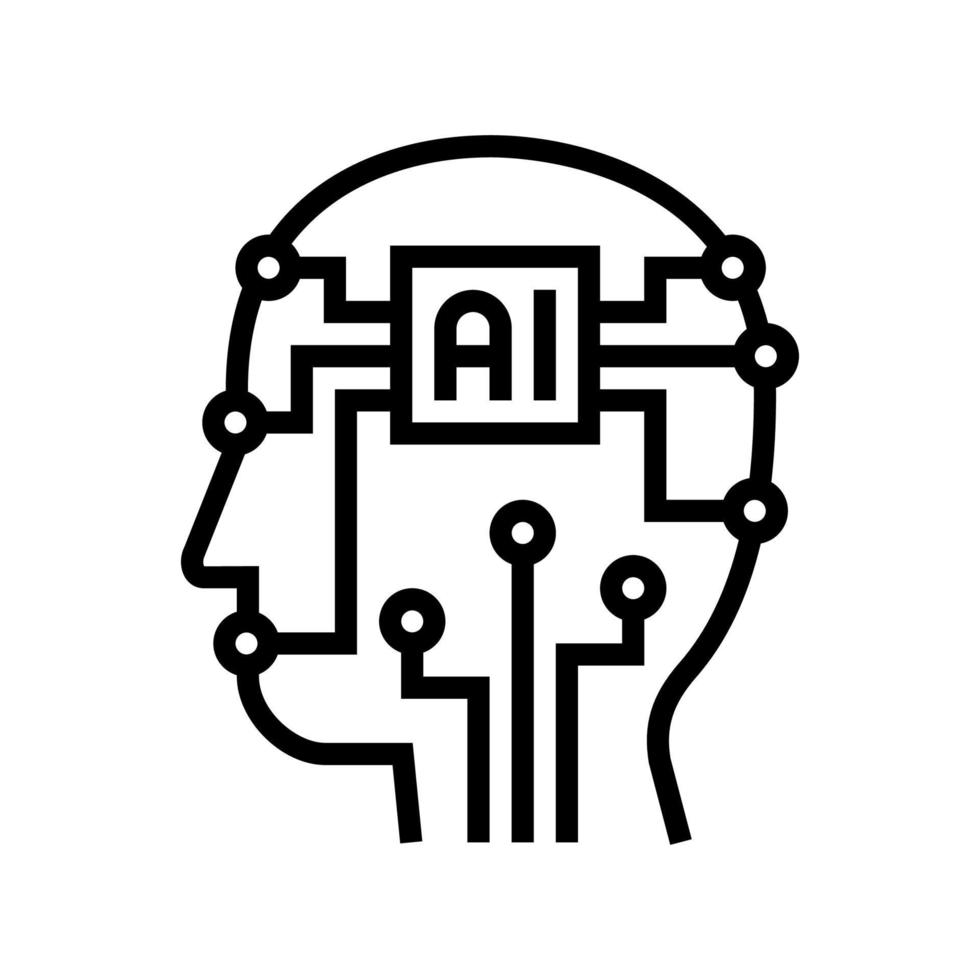 artificial intelligence technology line icon vector illustration