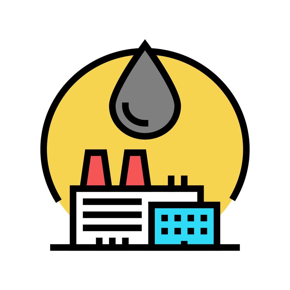 ilustración de vector de icono de color de fábrica de productos químicos industriales petroquímicos