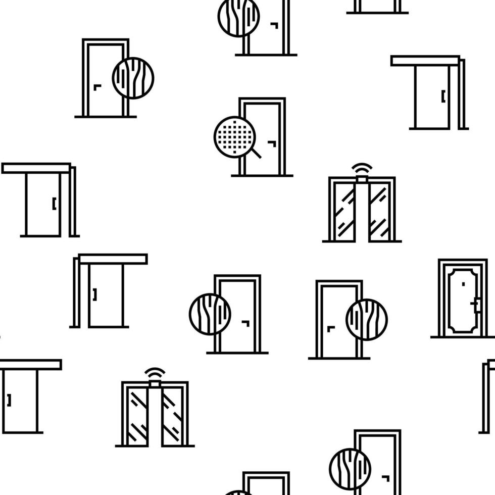 Interior Doors Types Vector Seamless Pattern