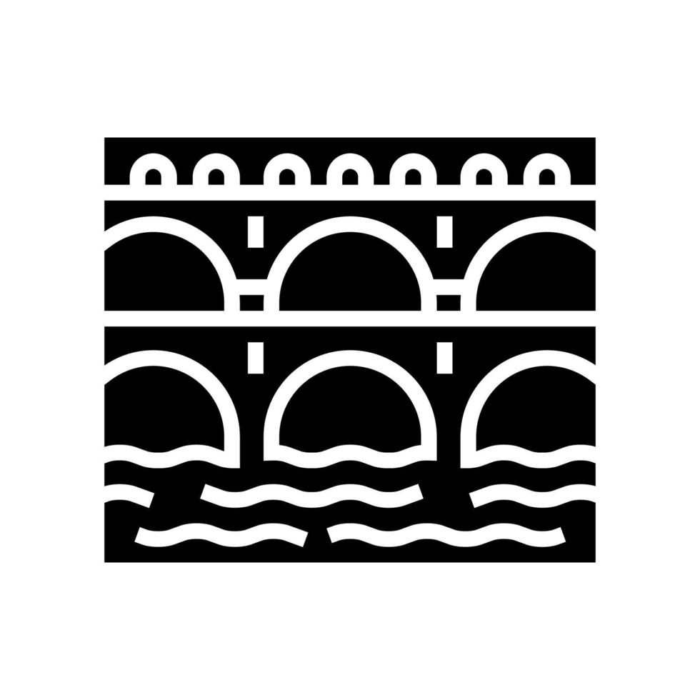 aqueduct ancient rome construction glyph icon vector illustration