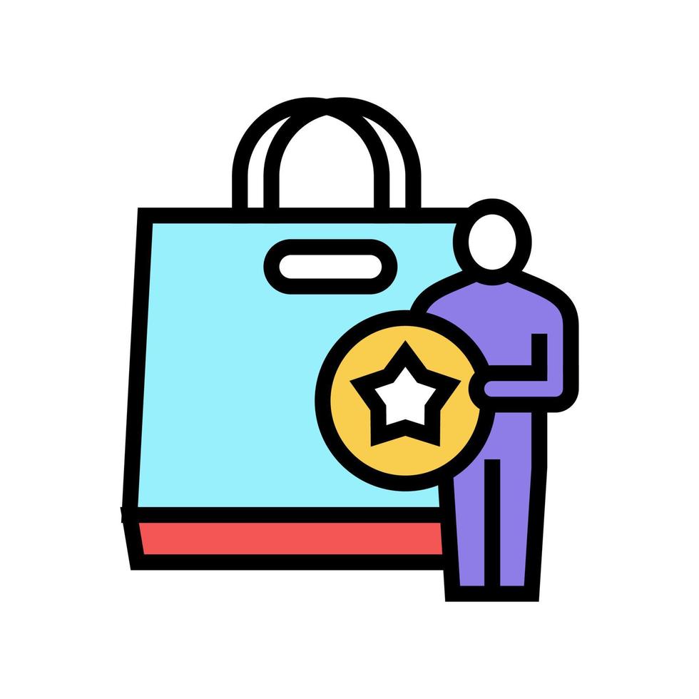buyer getting bonus bag color icon vector illustration
