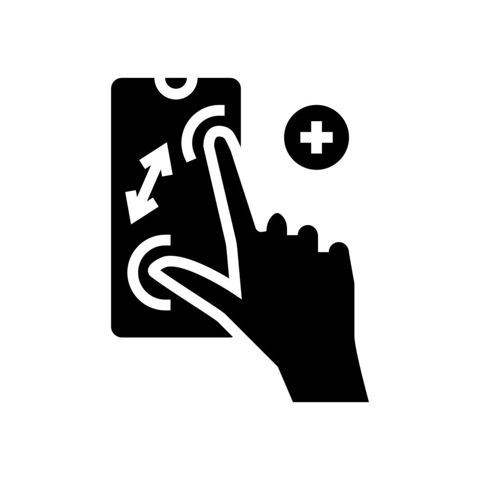 zoom in gesture phone screen glyph icon vector illustration