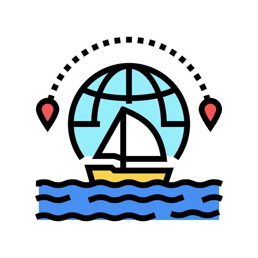 yacht tourism color icon vector illustration