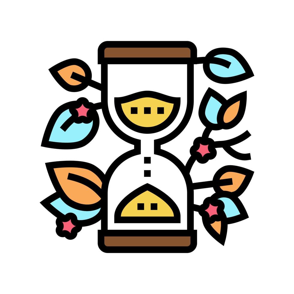 reloj de arena con planta boho color icono vector ilustración