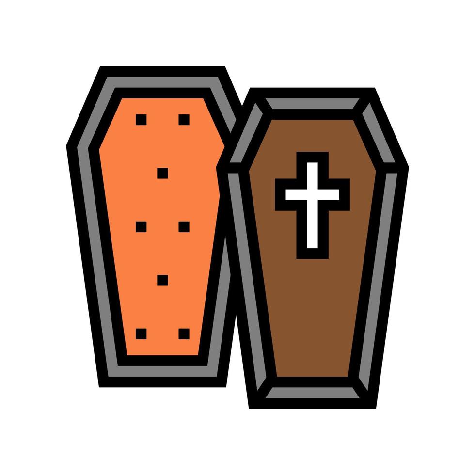 coffin halloween color icon vector illustration