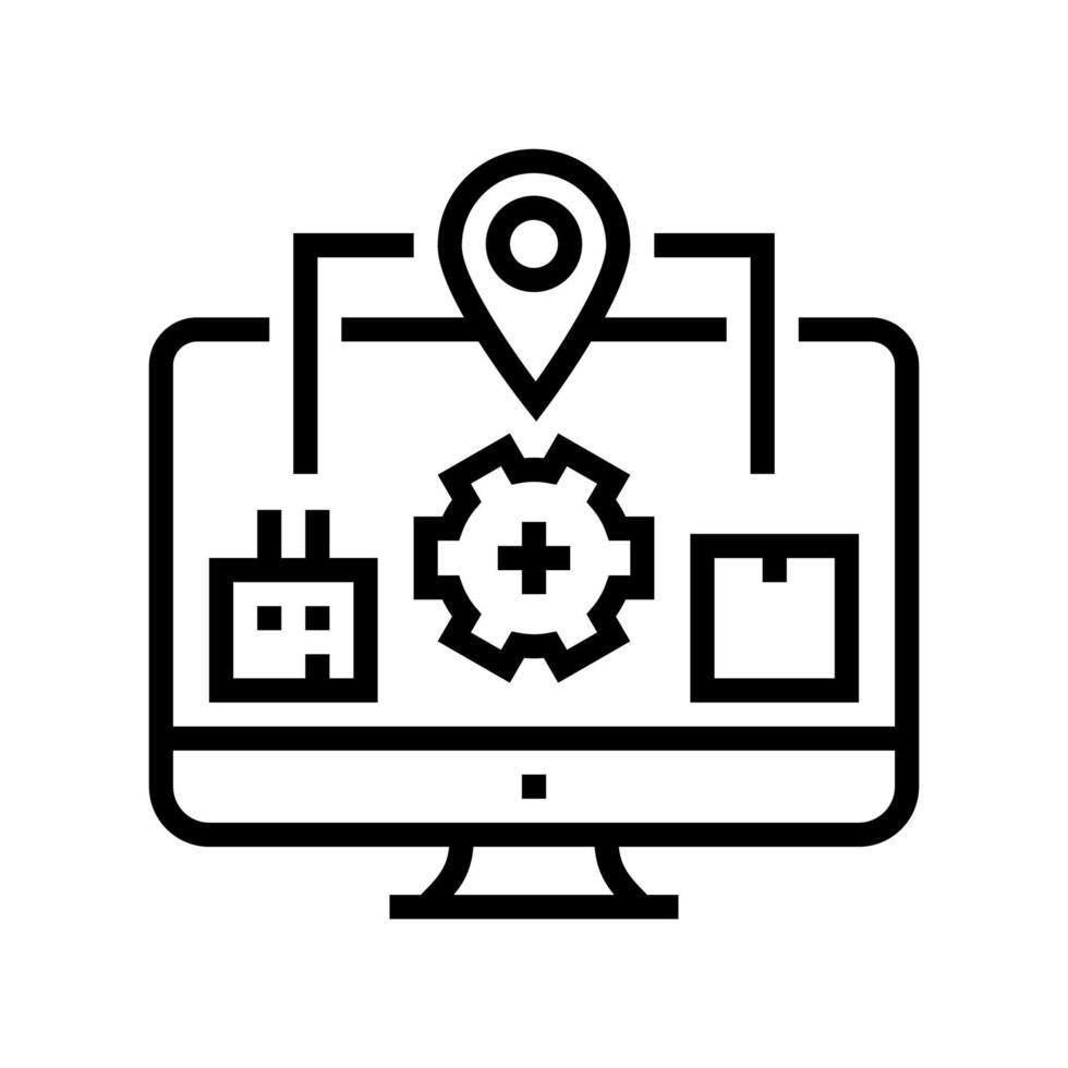 production to client logistics process line icon vector illustration