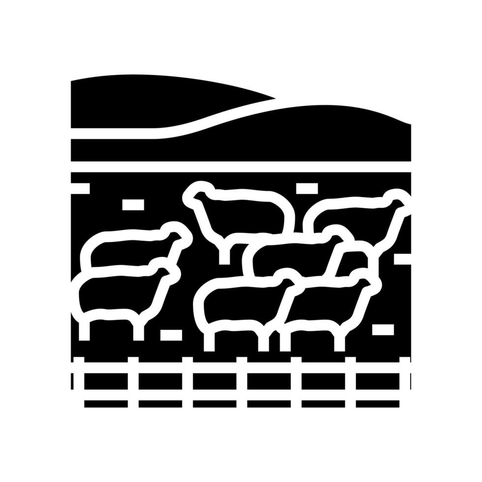 pasto ovejas glifo icono vector ilustración