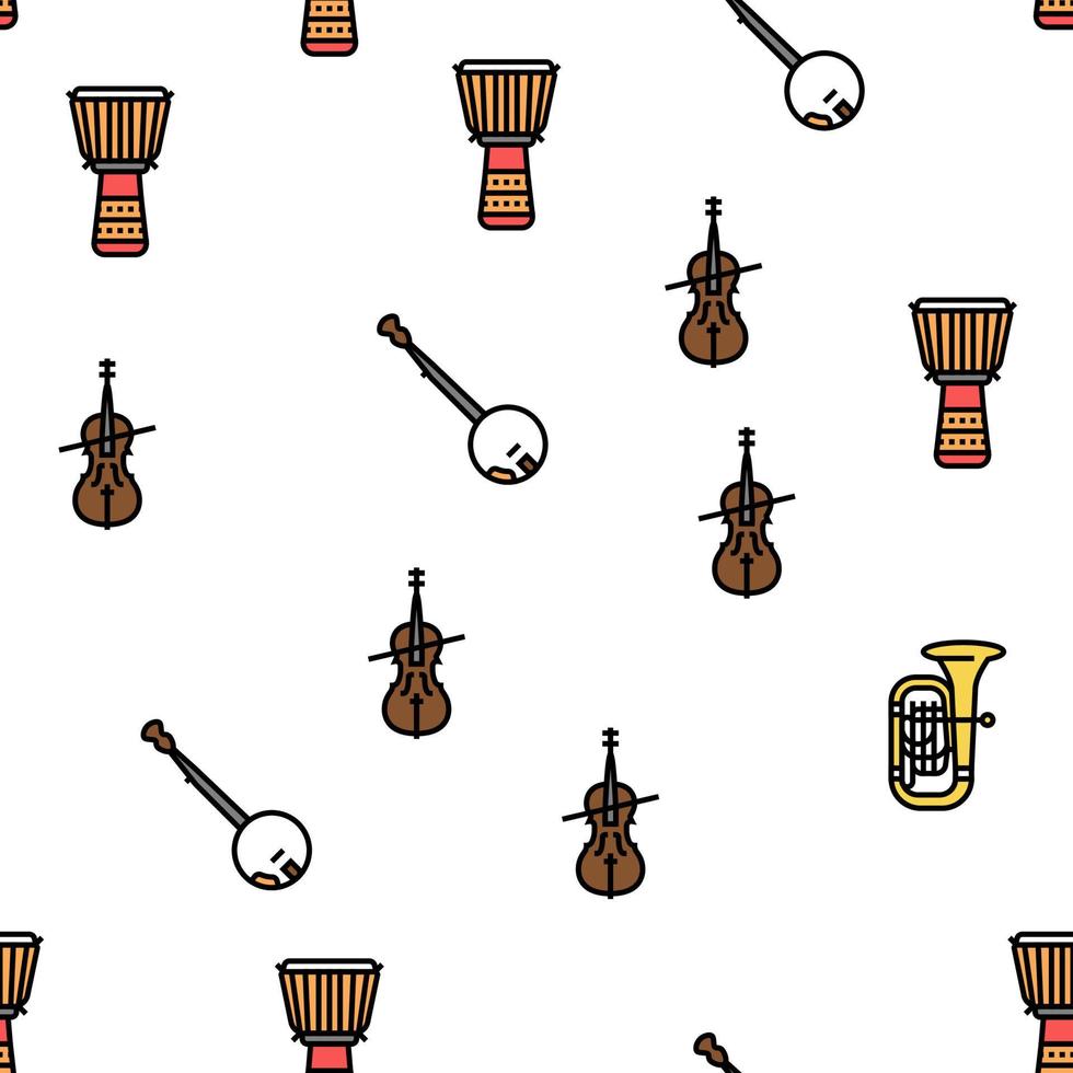 Music Instruments Performance Vector Seamless Pattern