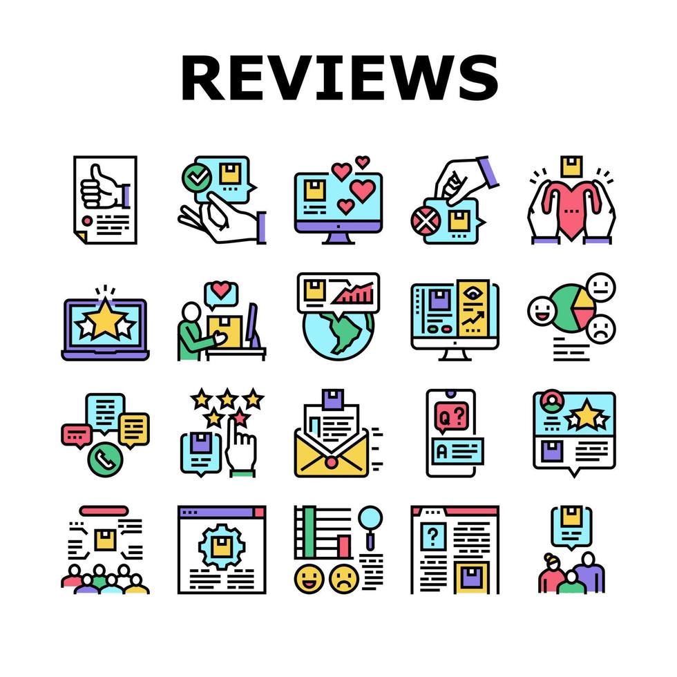 Reviews Of Customer Collection Icons Set Vector