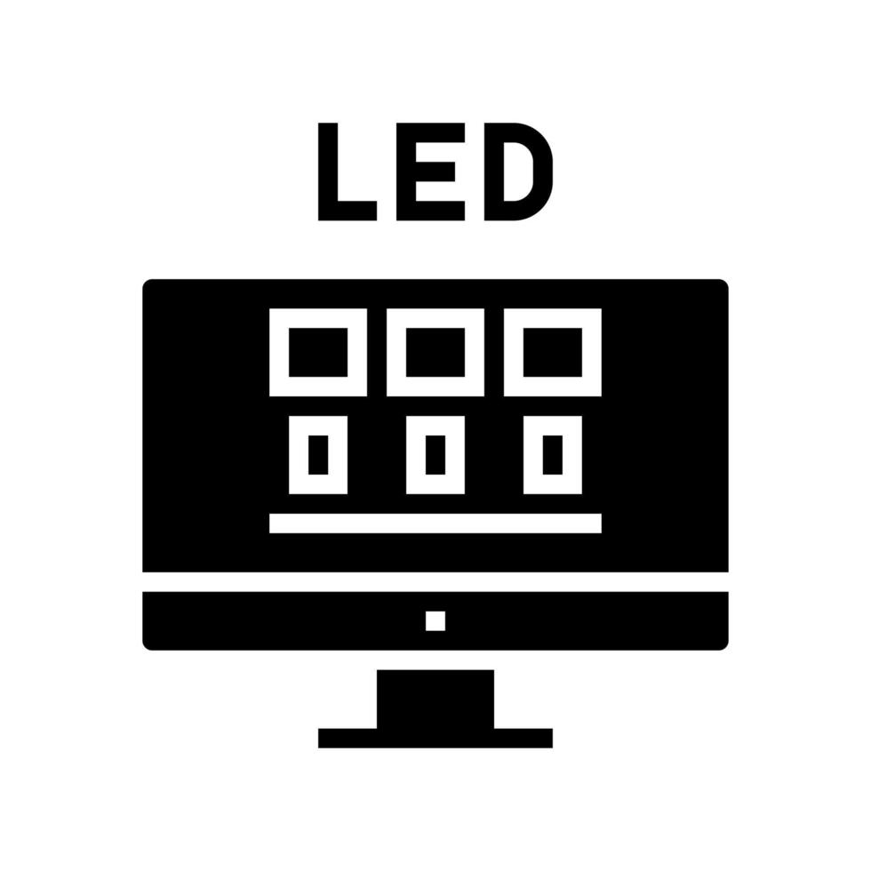 led computer monitor glyph icon vector illustration