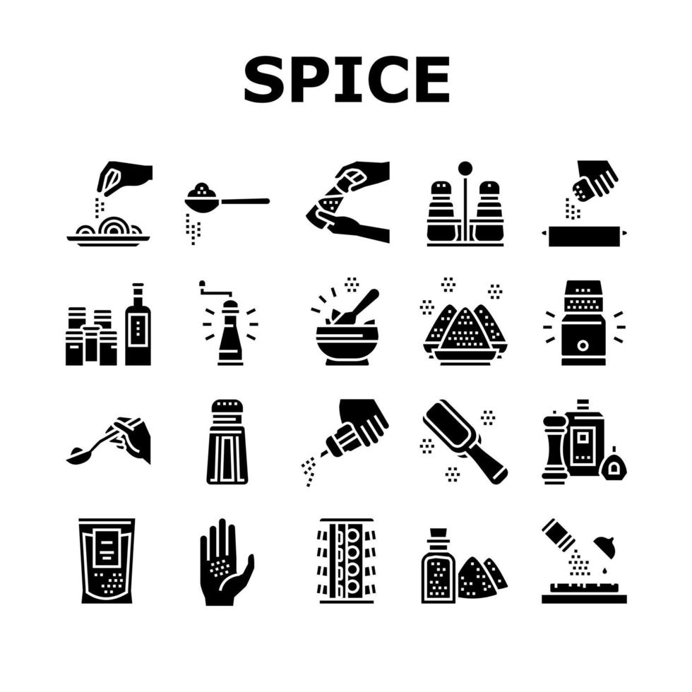 Spice Condiment Herb Collection Icons Set Vector