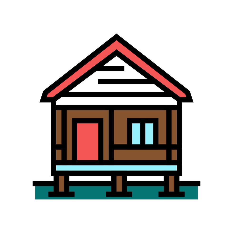 bungalow casa color icono vector ilustración