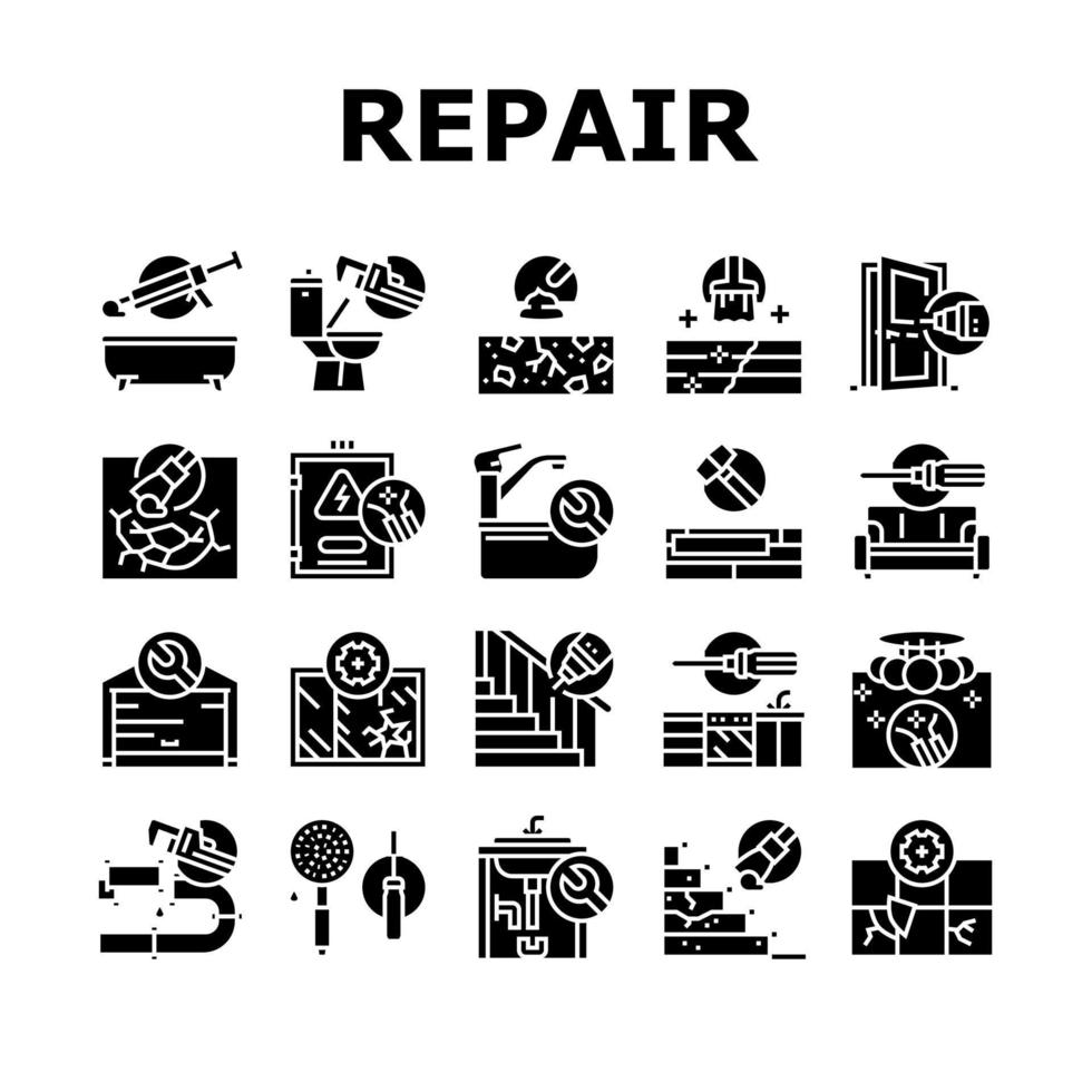 Home Repair Occupation Collection Icons Set Vector