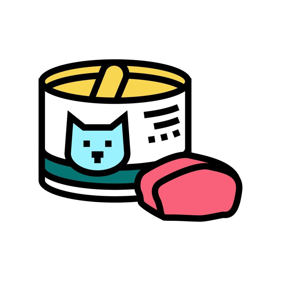 comida enlatada para ilustración de vector de icono de color de gato