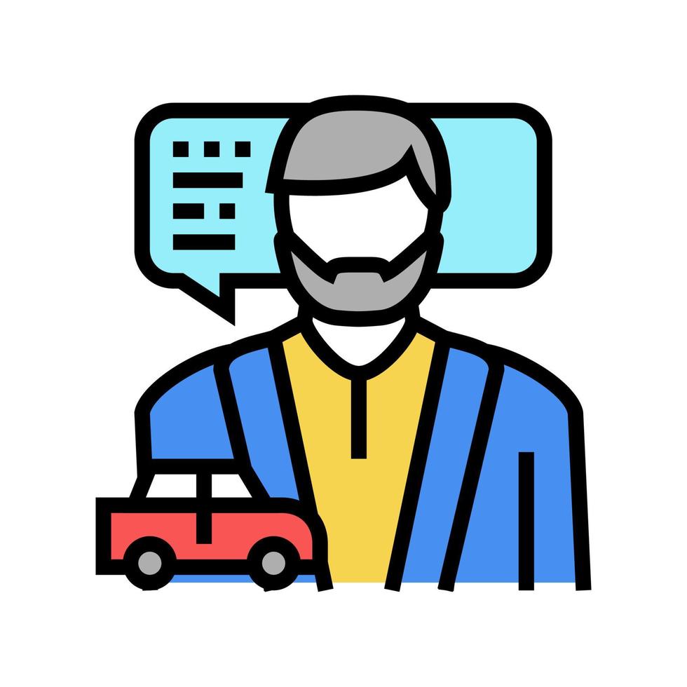 ilustración de vector de icono de color de instructor de escuela de conducción masculina