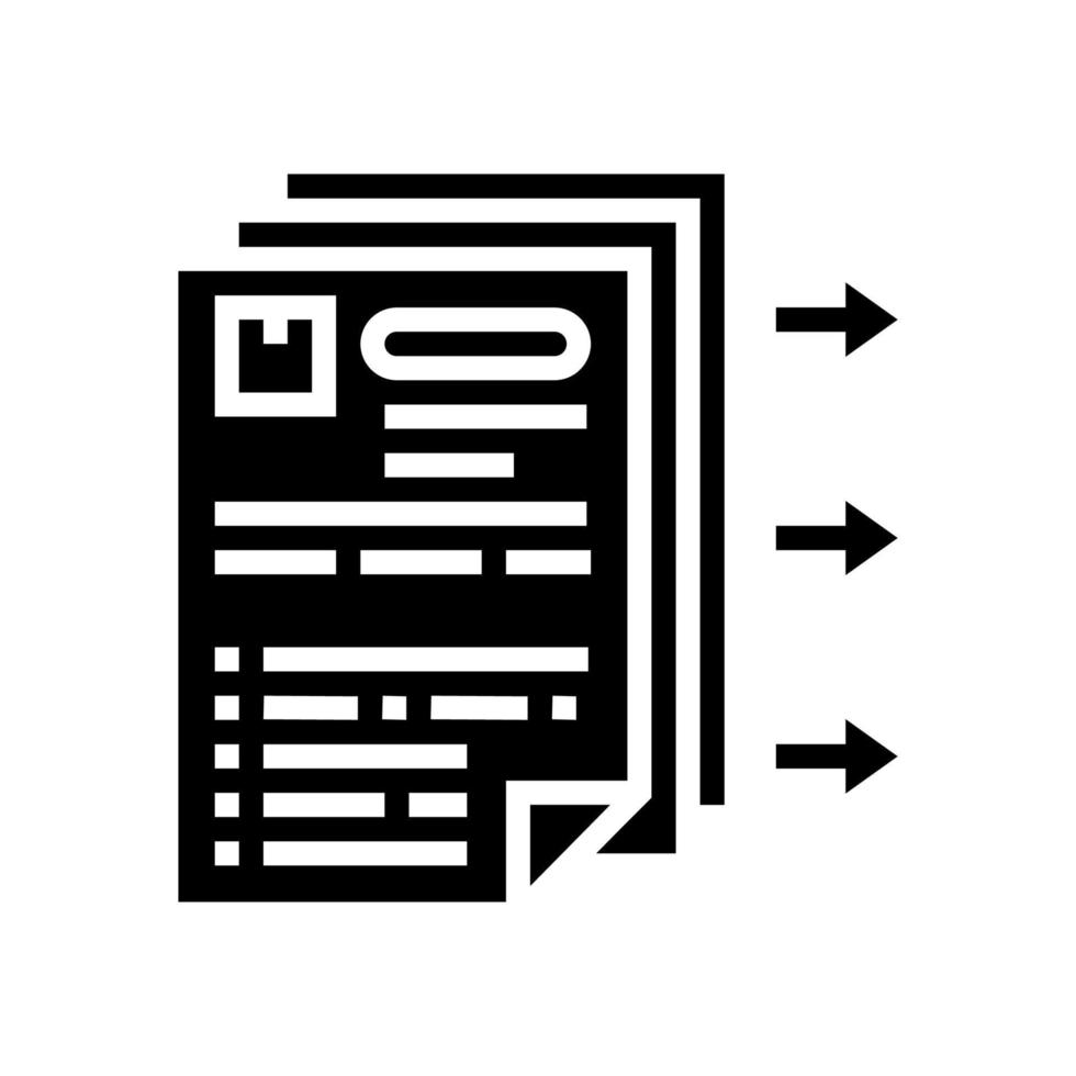 ilustración de vector de icono de glifo de solicitud de compra