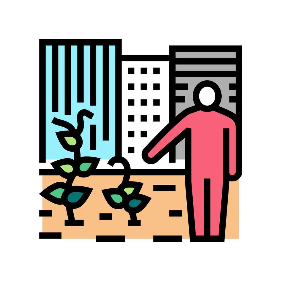 ilustración de vector de icono de color de negocio humano de jardinería urbana