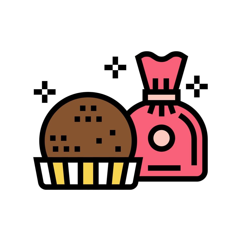 chocolate candy in spherical form color icon vector illustration