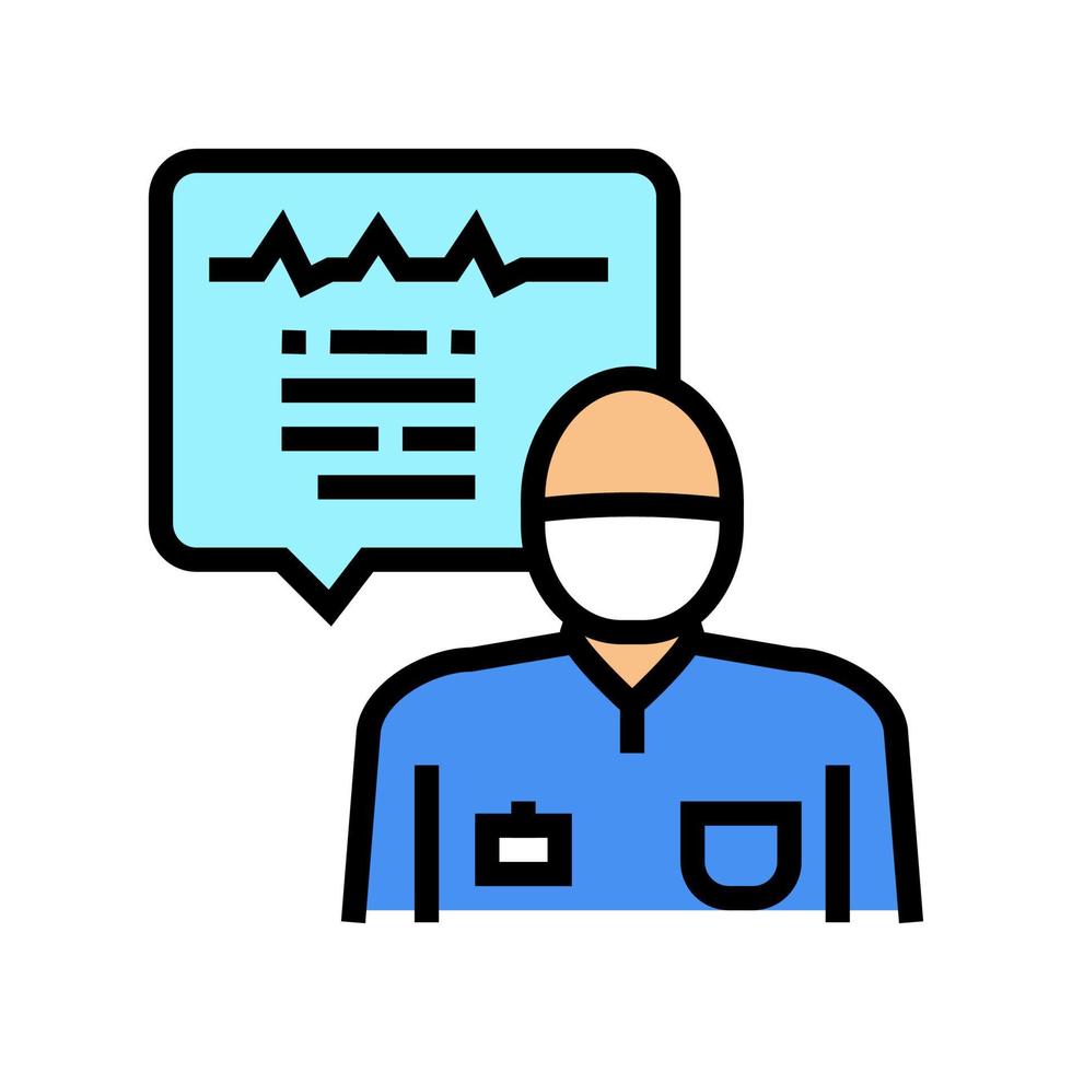 anesthesiologist monitoring heart rate color icon vector illustration