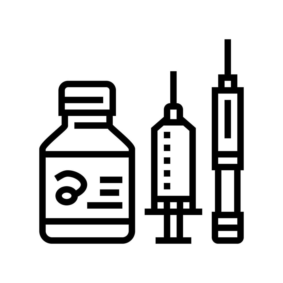 medicamentos y preparaciones línea icono vector ilustración