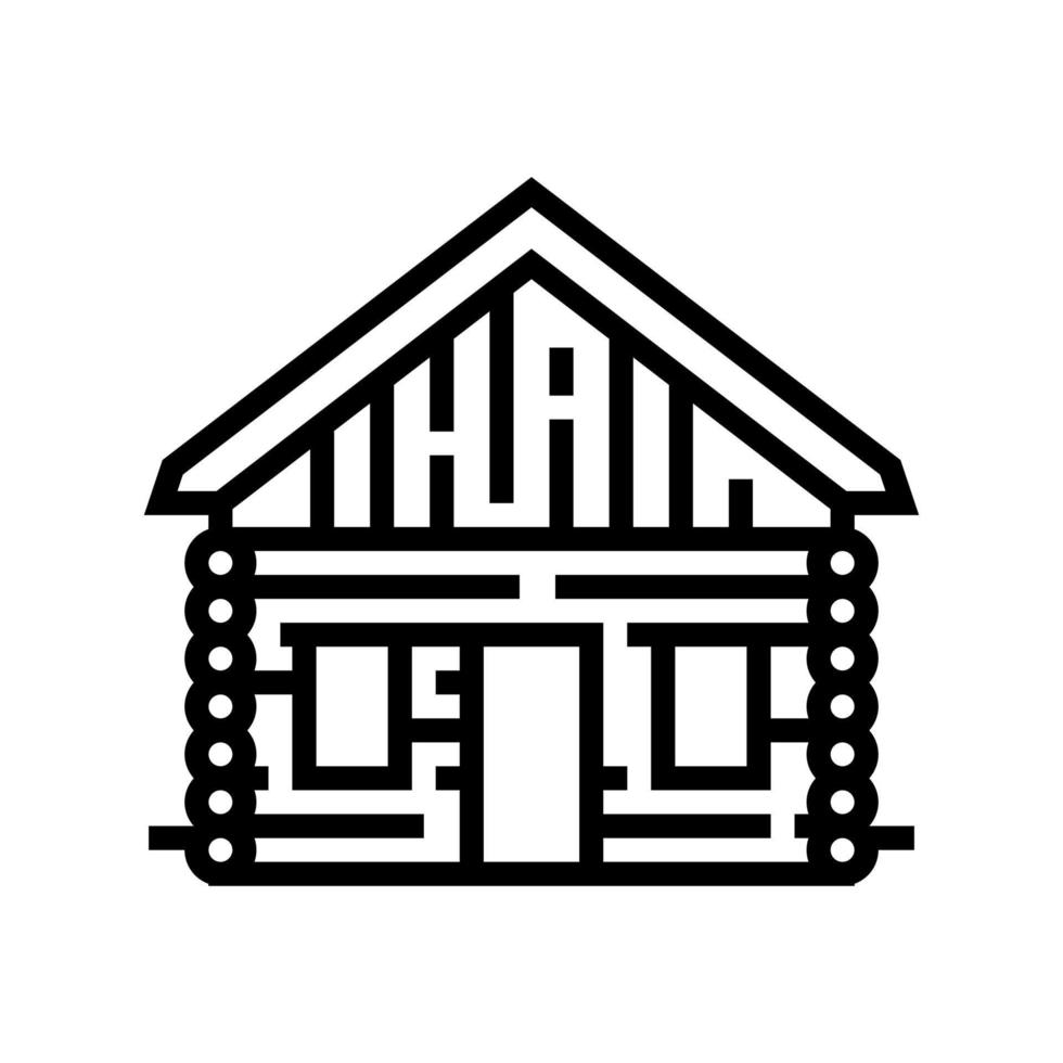 cabaña casa línea icono vector ilustración