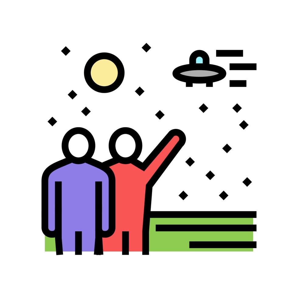 flying saucer in sky color icon vector illustration