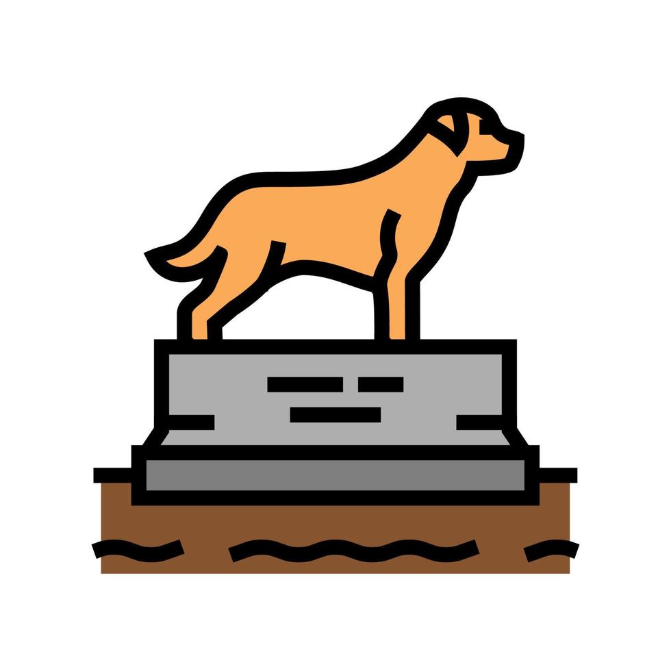 ilustración de vector de icono de color de pedestal de perro muerto