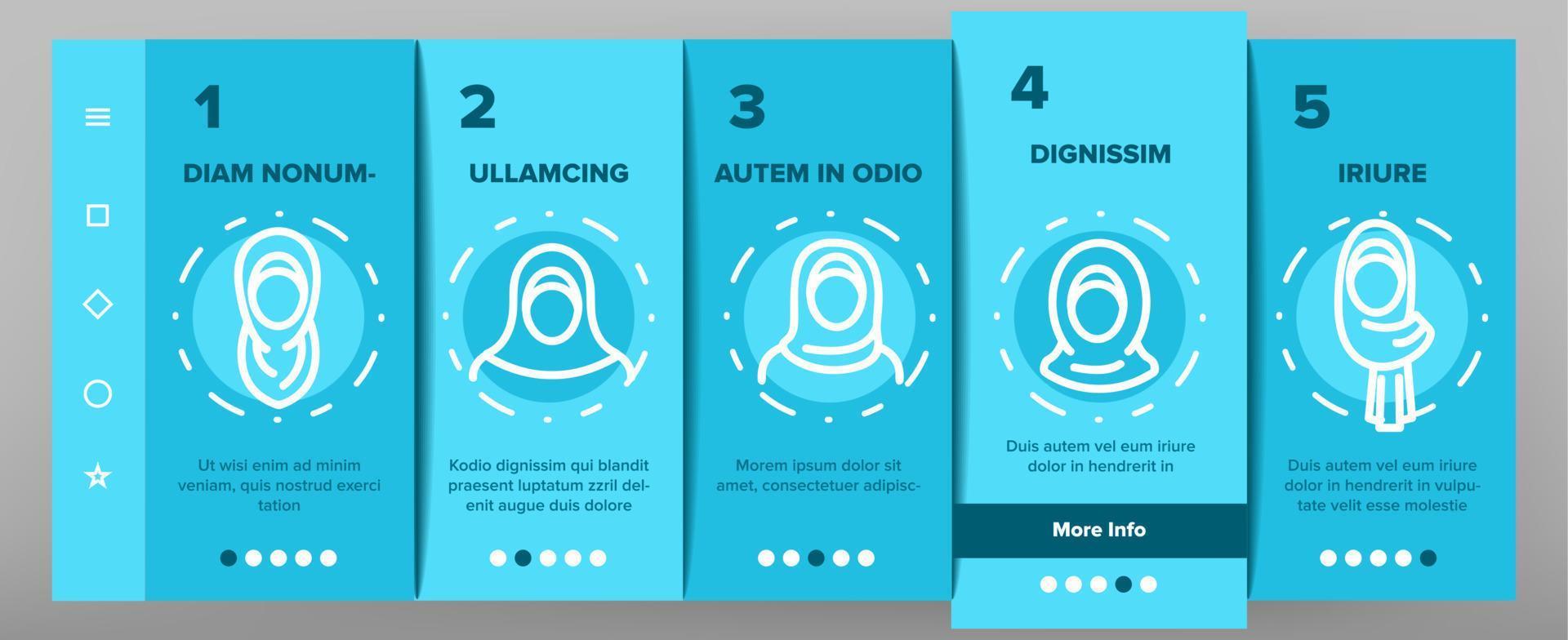 Hijab Onboarding Icons Set Vector