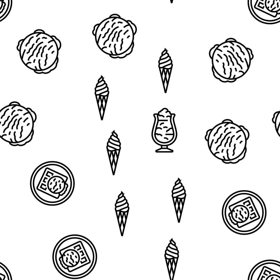 Ice Cream Delicious Dessert Food Vector Seamless Pattern