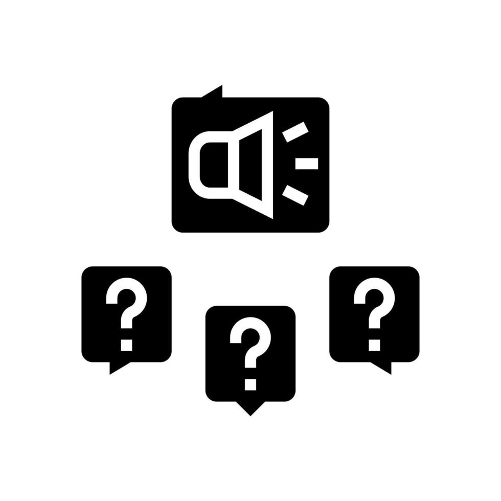 responses to media inquiries glyph icon vector illustration