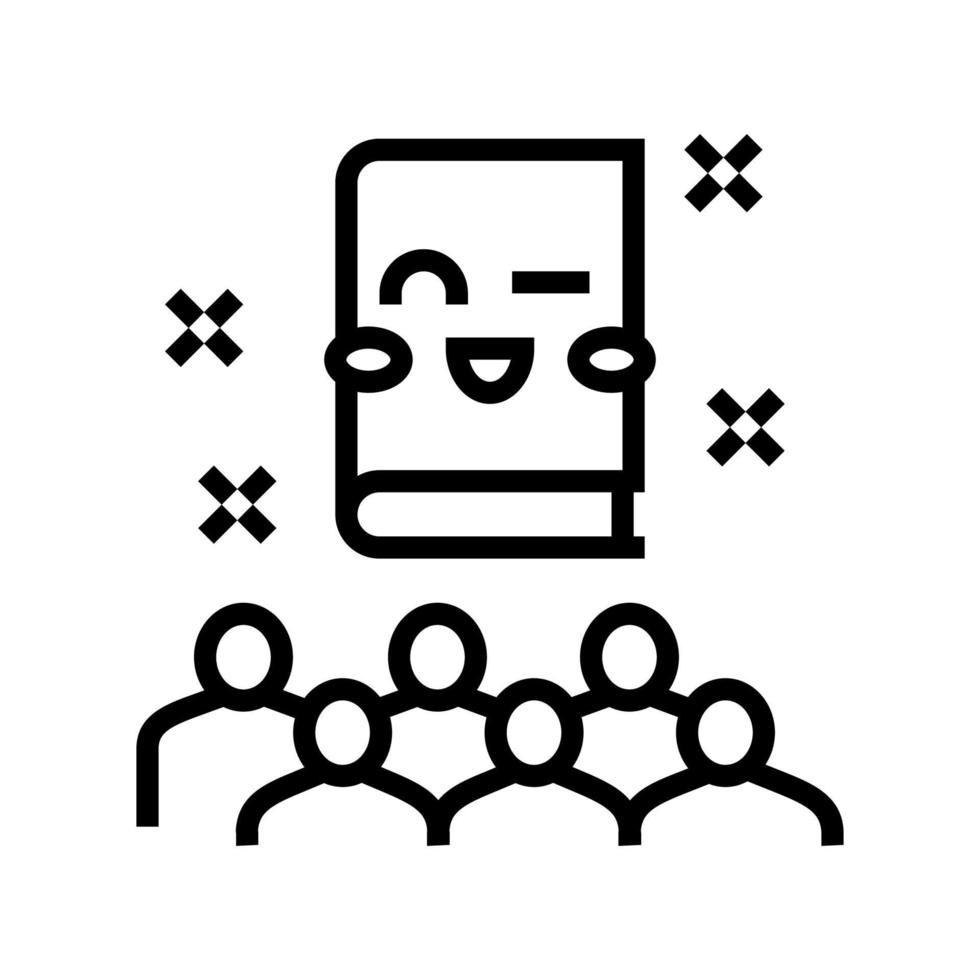 entertainment in children library line icon vector illustration