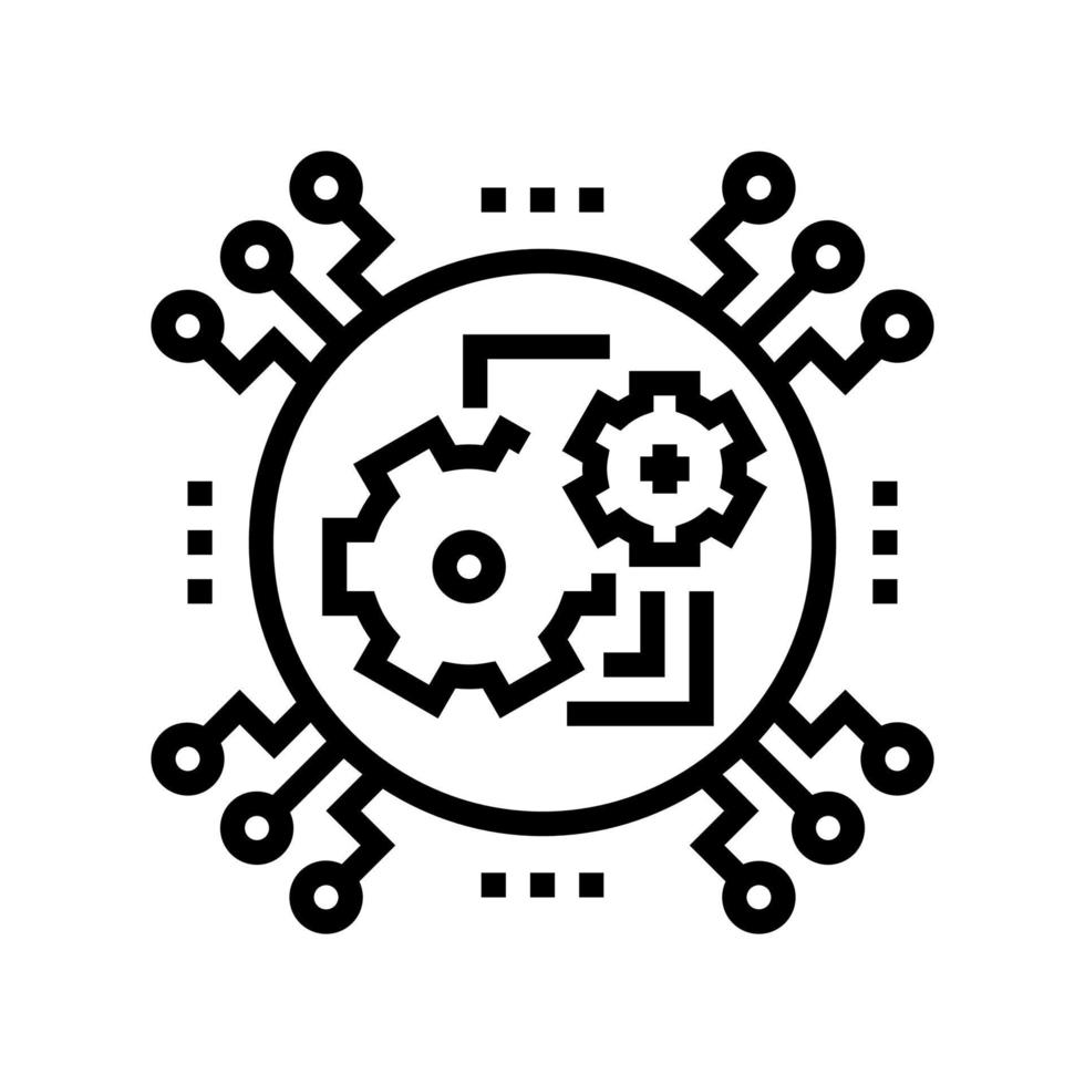ilustración de vector de icono de línea de sistema de tecnología