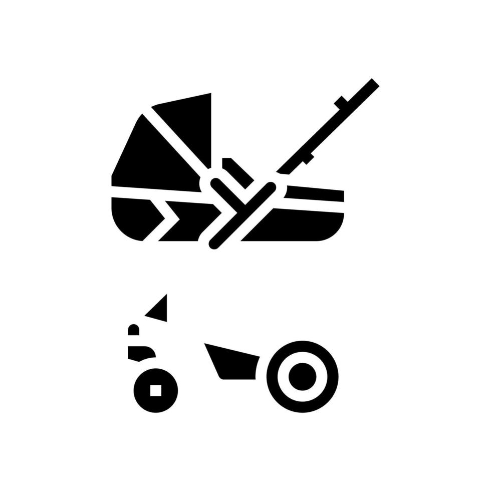 stroller carrycot baby glyph icon vector illustration
