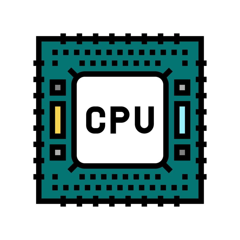 cpu semiconductor manufacturing color icon vector illustration