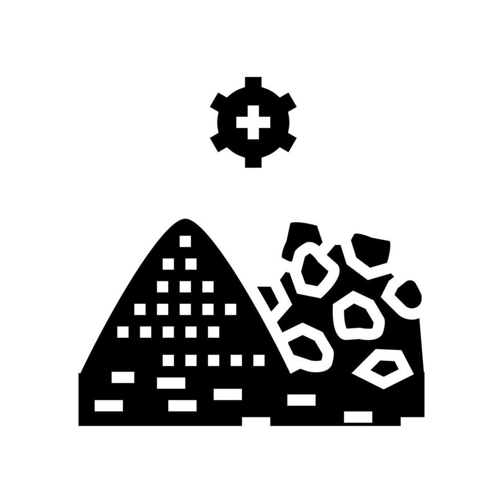 mining processing glyph icon vector illustration