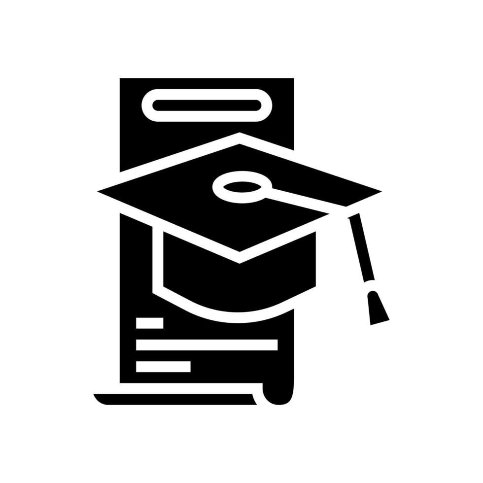 ilustración de vector de icono de glifo de graduación escolar