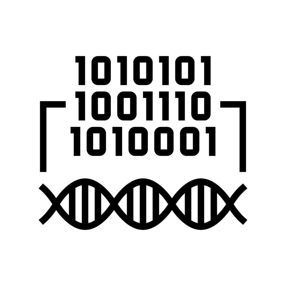 código binario información genética línea icono vector ilustración