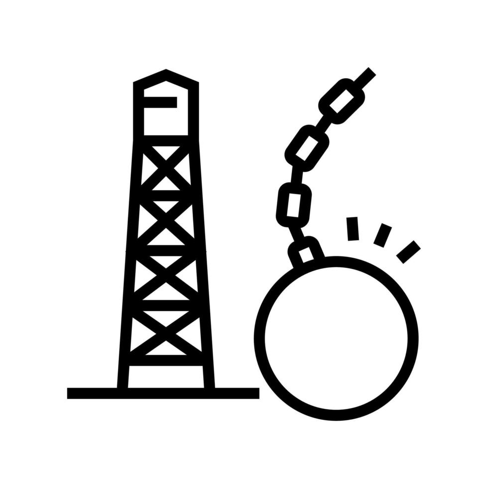 tower demolitions line icon vector illustration