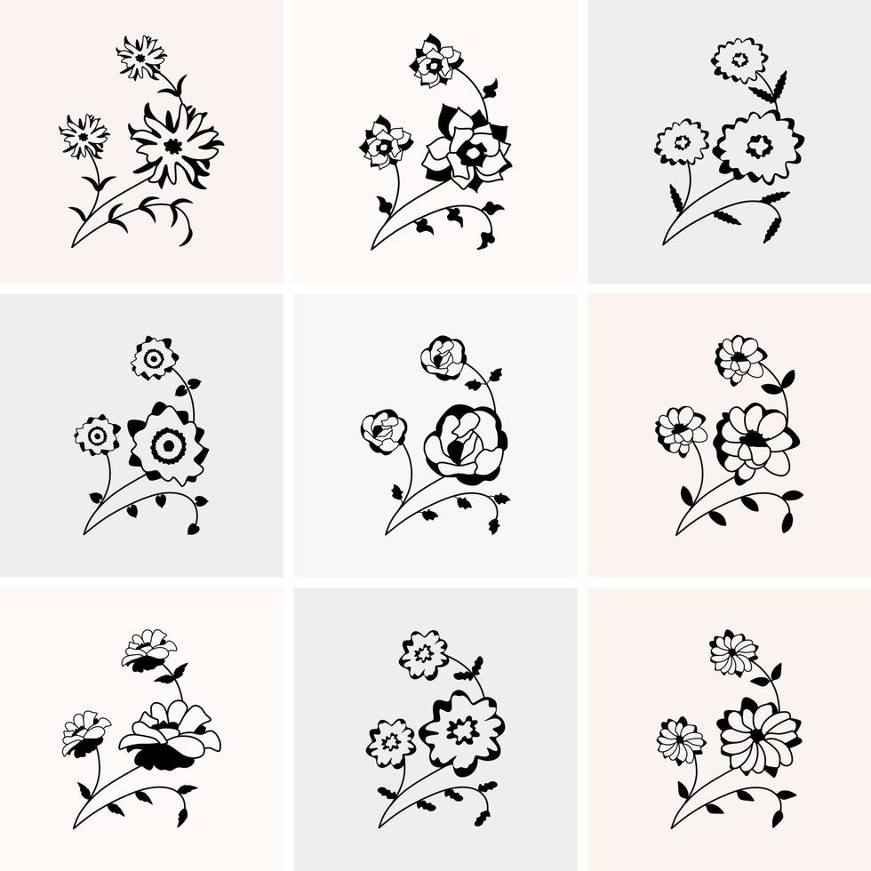 Set of line art flower 10279919 Vector Art at Vecteezy