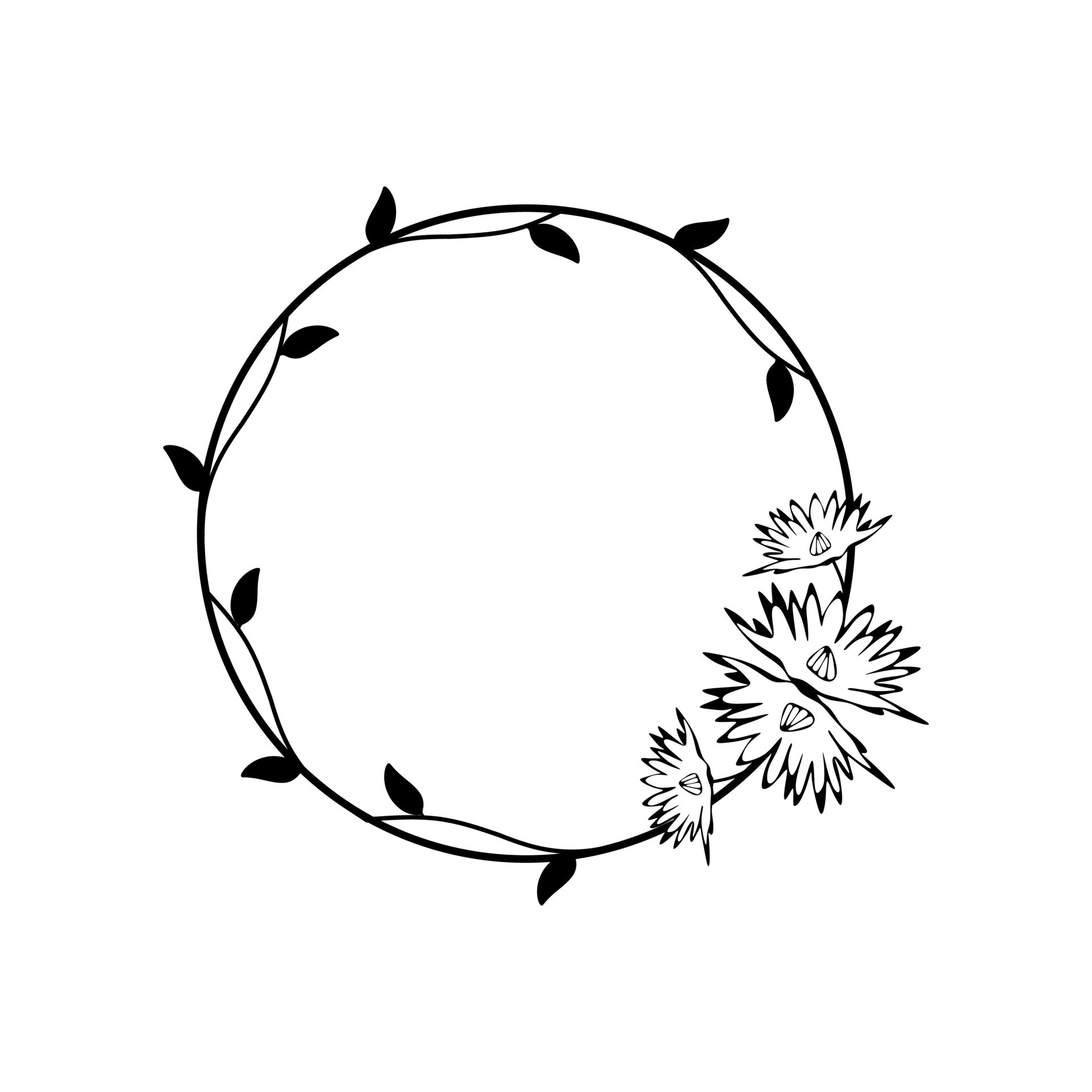 Flower frame. floral beautiful wreaths line art 10280072 Vector Art at