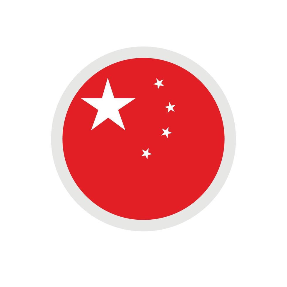 Round vector icon, national flag of the country China .