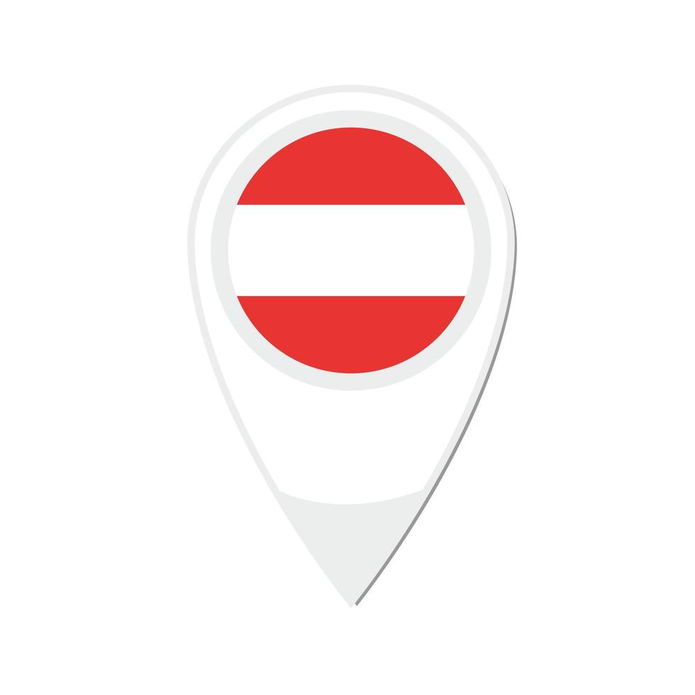 National flag of  Austria,round icon. Vector map pointer icon.