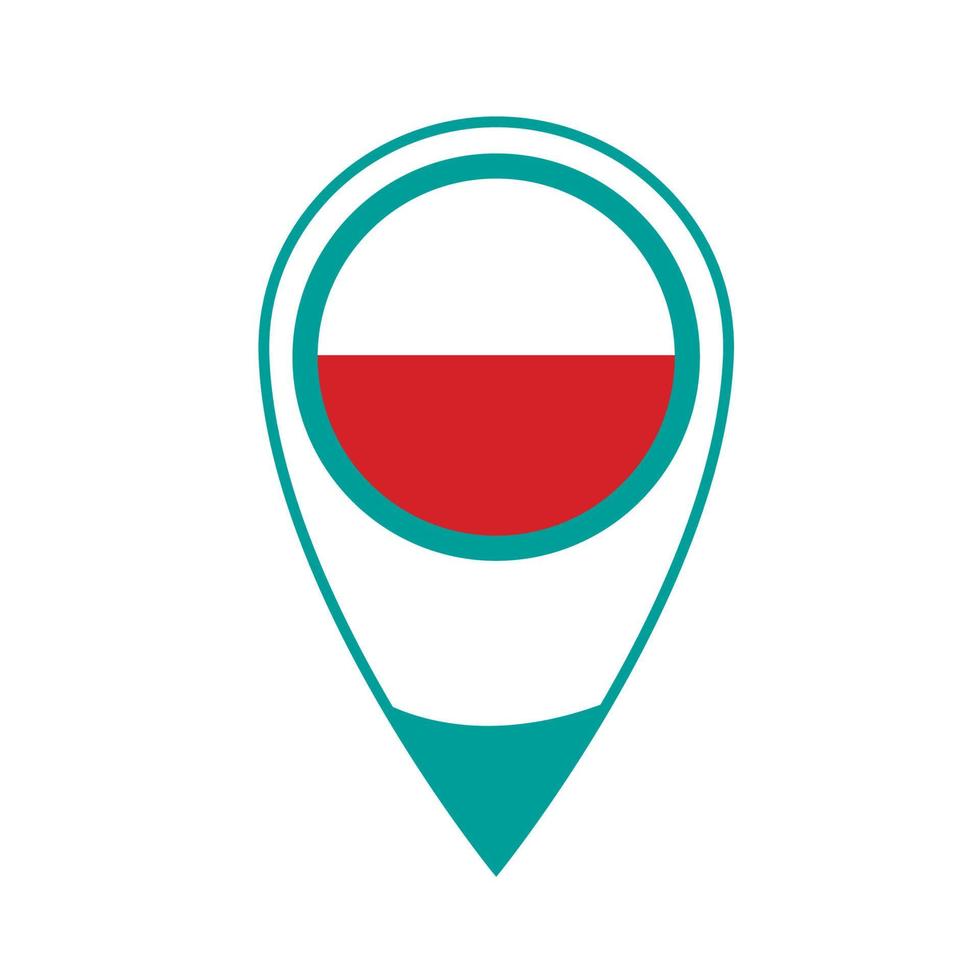 National flag of Poland ,round icon. Vector map pointer icon.