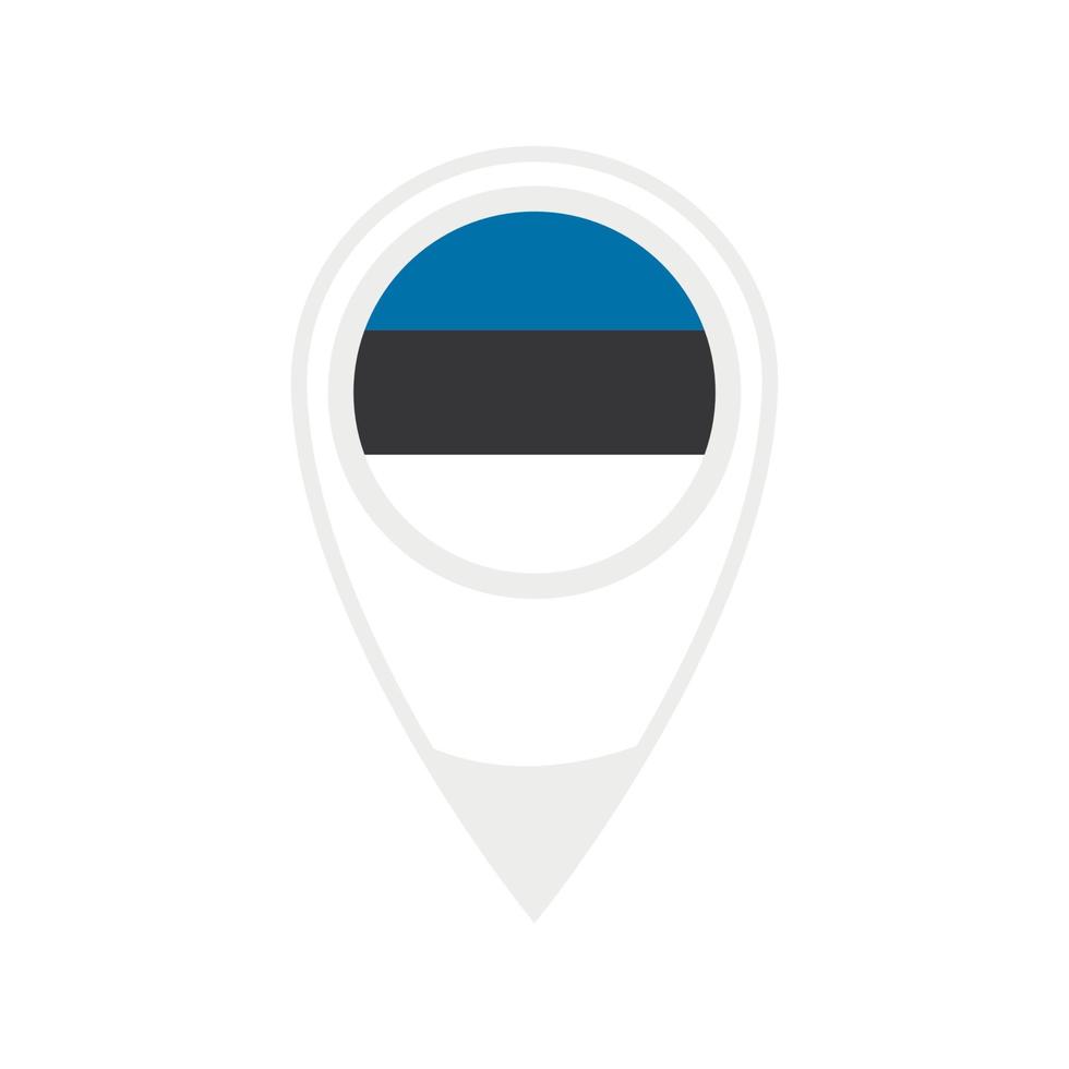 National flag of  Estonia,round icon. Vector map pointer icon.