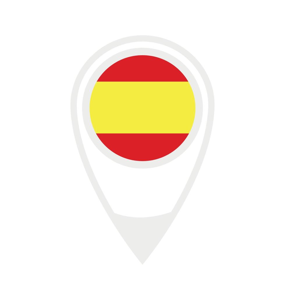 National flag of Spain ,round icon. Vector map pointer icon.